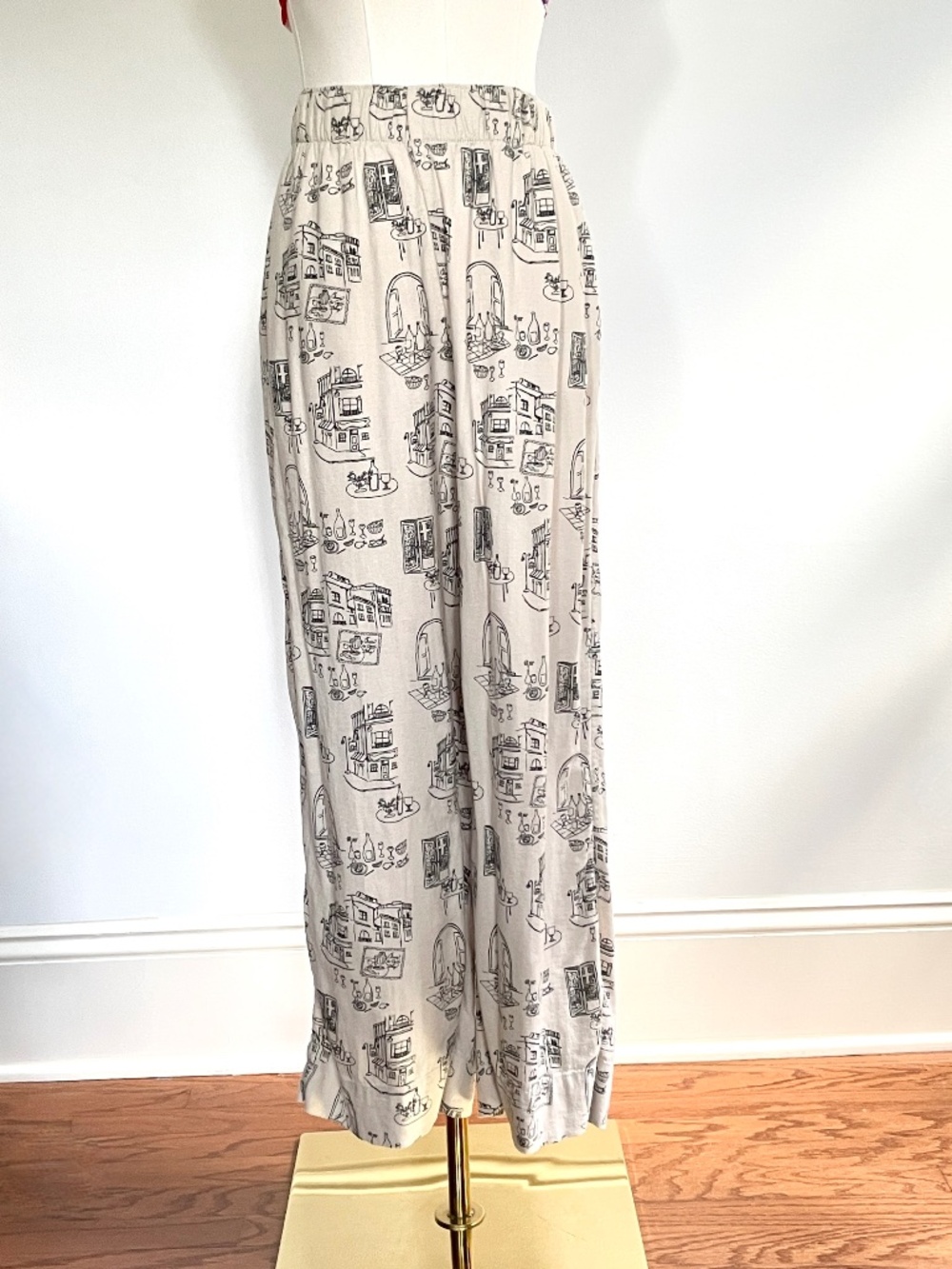 Abercrombie Fitch XS Linen Blend Wide Leg Pants Scenic Parisian Coastal